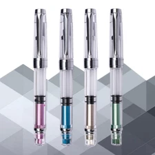 Chic Wing Sung 3008 Silver Clip Piston Fountain Pen Extra Fine EF Nib 0.38/0.5mm