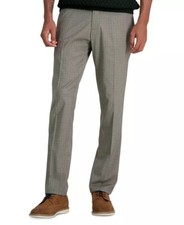 KENNETH COLE Men Slim-Fit Stretch Dress Pant 36W x 30L Oatmeal Windowpane Beige