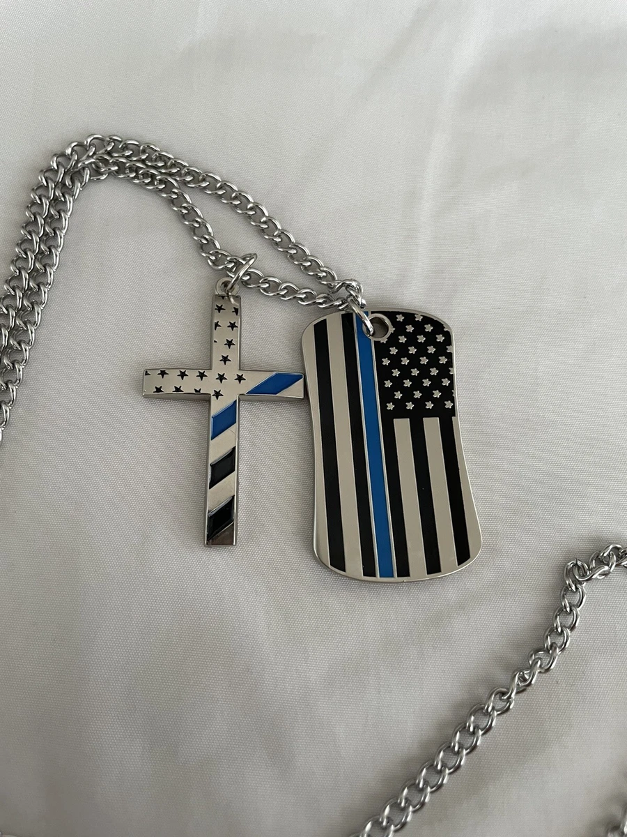 Blue line cross necklace shop