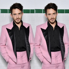 Pink Men's Suits Slim Fit 2Pcs Wedding Party Evening Peak Lapel Tuxedo Jacket