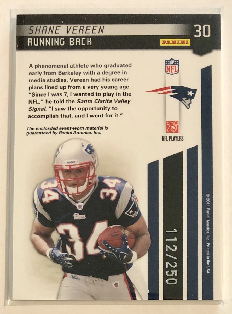 Shane Vereen 2011 Certified Potential Jersey RC 112 250 New