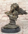Art Deco Hand Made Mother and Child Genuine Bronze Sculpture Home Decor Sale NR