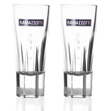 2 Stück Original Ramazzotti Gläser Glas Set Likör Schriftzug/Logo transparent