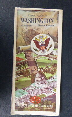 1963   Washington, D.C. street road  map AAA Annapolis Mount Vernon inserts
