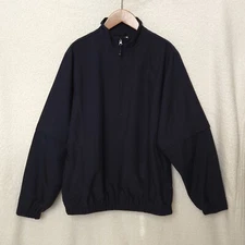 Cutter & Buck Men's Golf Pullover Jacket 1/2 Zip LT Navy WindTec Zip Off Sleeve