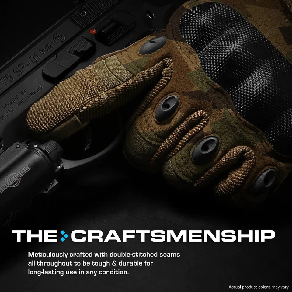 THE COMBAT HARD KNUCKLE TACTICAL SWAT POLICE SECURITY MILITARY GLOVE - M90 CAMO - Image 3 of 4
