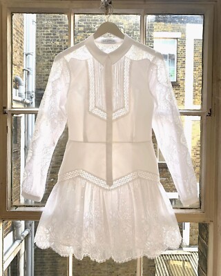 self-portrait - Lace Panel Shirt Dress - US 6