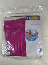 Intex Pool Floating Mat Pink Transparent Raft Tube Headrest 72"X 27" Summer New