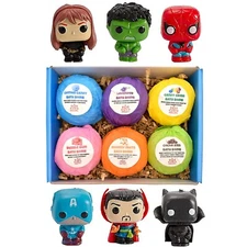 Superhero Bath Bombs for Kids: 6 Colorful Non-Toxic Bath Bombs with Surprise Toy