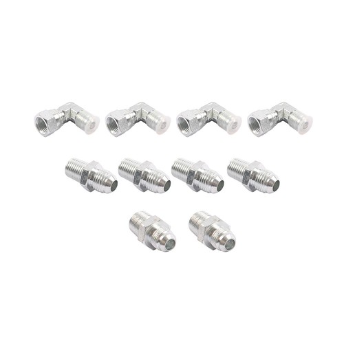 For Chevy Ford TH350 700R4 TH400 SS Braided Transmission Cool Hoses Fittings Kit - Picture 7 of 11