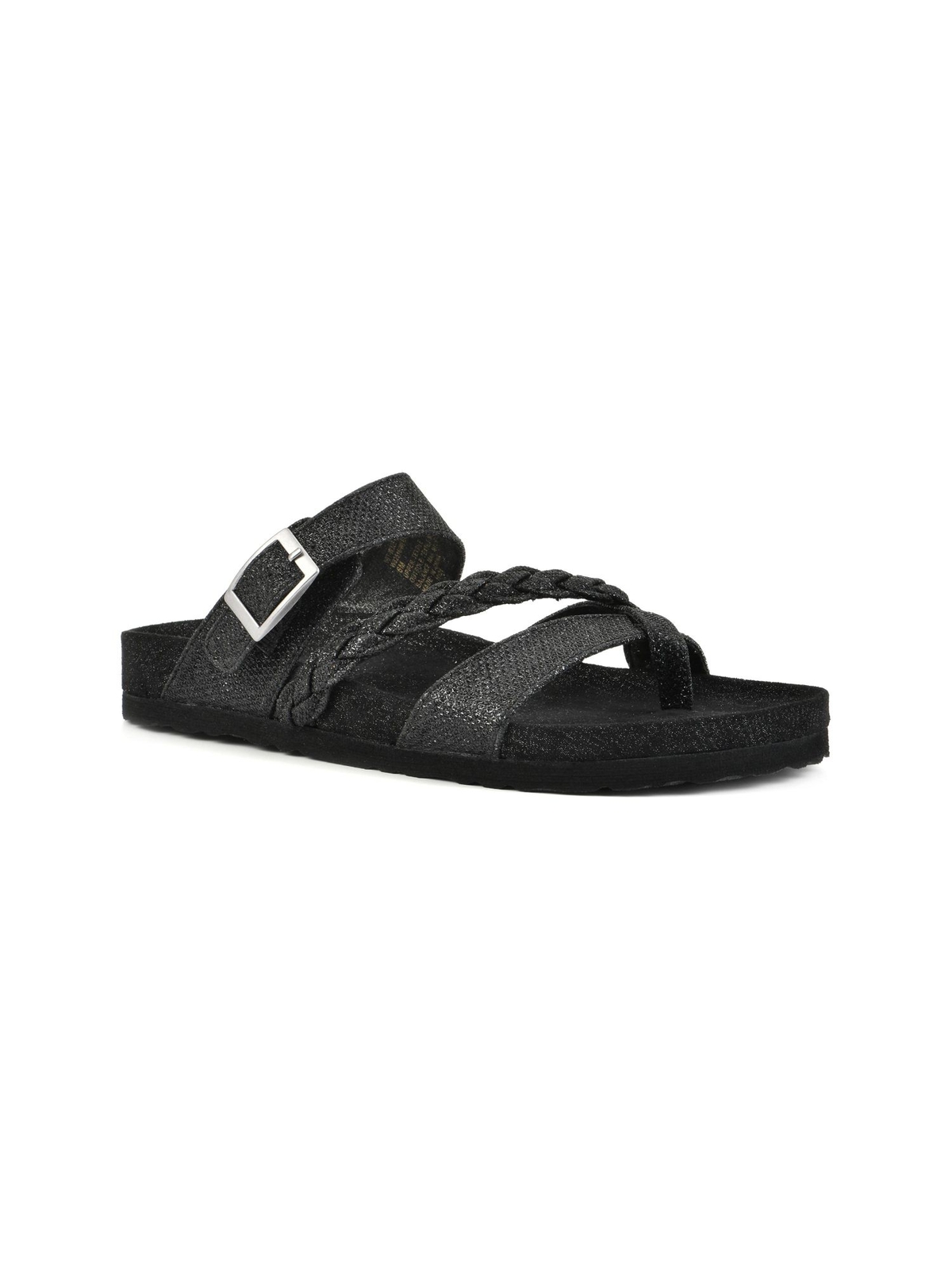 WHITE MOUNTAIN FOOTBEDS Womens Black Straps Hazy Open Slip On Sandals Shoes 7 M