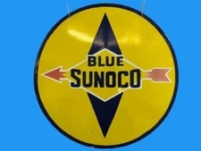 Porcelain Blue Sunoco Enamel Sign Size 30x30 Inches Double Sided