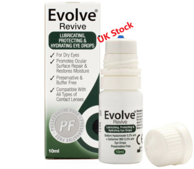 Evolve Revive Gleitmittel/Schutz für trockene Augen PF 10 ml Tropfen NEU UK-Bestand