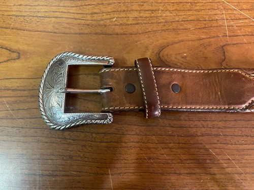 TONY LAMA Men's Size 46 Brown Leather Braided Horse Hair Aztec Western Belt - Picture 9 of 10
