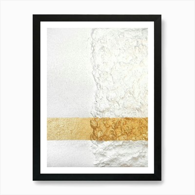 Gold und Weiß Abstrakt Kunstdruck Gerahmt Wandbild Poster Leinwanddruck Bild