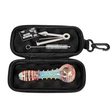 5" PIPE COLLECTIBLE TOBACCO GLASS SMOKING BOWL HAND PIPES SET WITH CASE