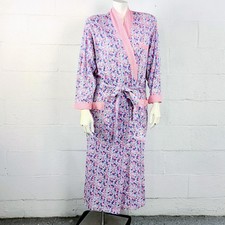 Victoria's Secret Vintage Gold Label Floral Pink Purple Cotton Robe M/L