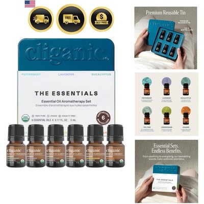 Organic Aromatherapy Essential Oils Set Top 6 - The Essentials, 100% Pure Nat...