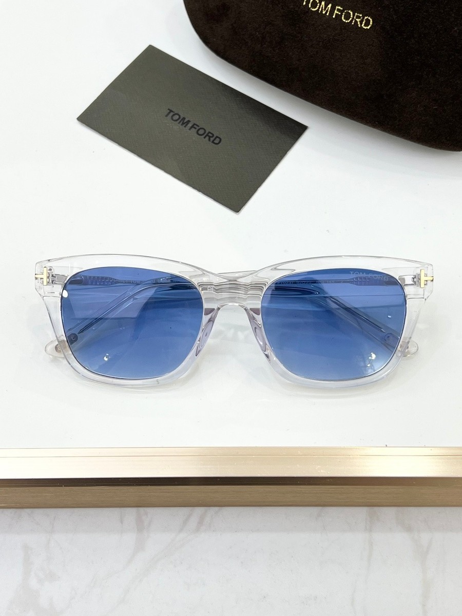 Tom Ford Snowdon TF0237 Unisex Sunglasses Clear Frame Blue Lens 52