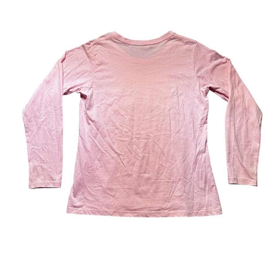 John Deere Pink Floral Logo Long Sleeve Graphic Tee Cotton Girls XL (15/17) - Image 2 of 4