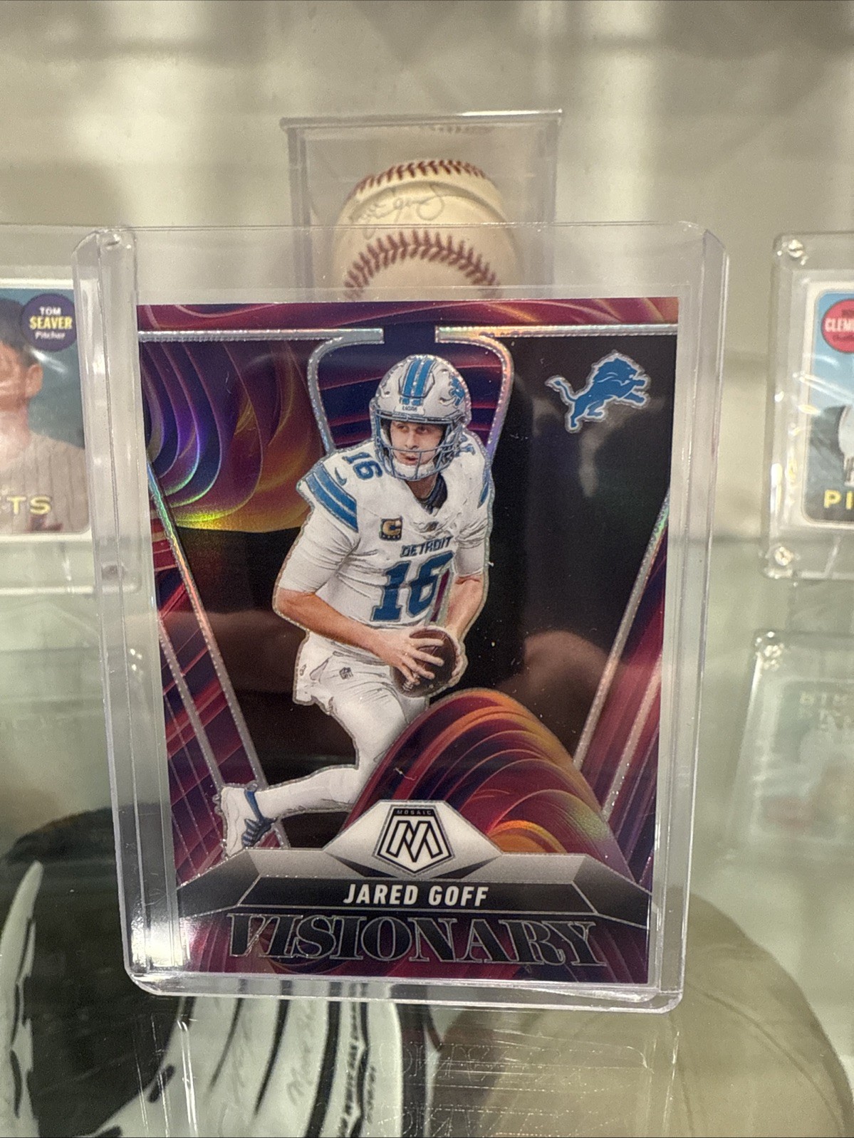 2025 Panini Mosaic Jared Goff Visionary SSP Case Hit Detroit Lions