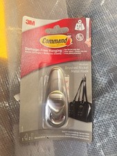 3M Command Damage-Free Medium Brushed Nickel Metal Hook Self-Adhesive
