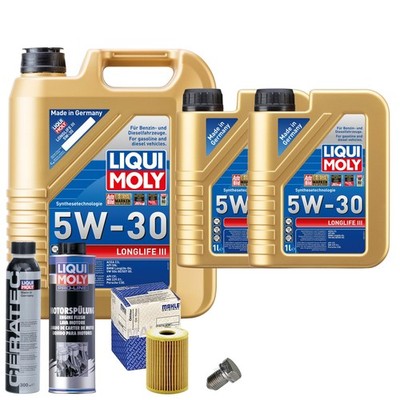 Motoröl 5W30 LIQUI MOLY 7L+MAHLE Ölfilter+Spülung+Cera Tec+Ölablassschraube