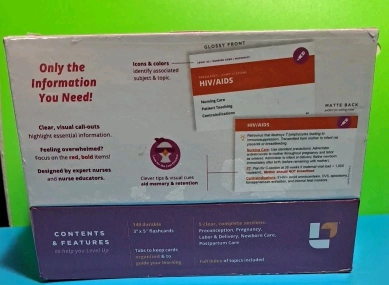 Level Up RN Maternity Edition 3 Nursing Flashcards Study Set NCLEX Prep NEW Foto 2 de 3