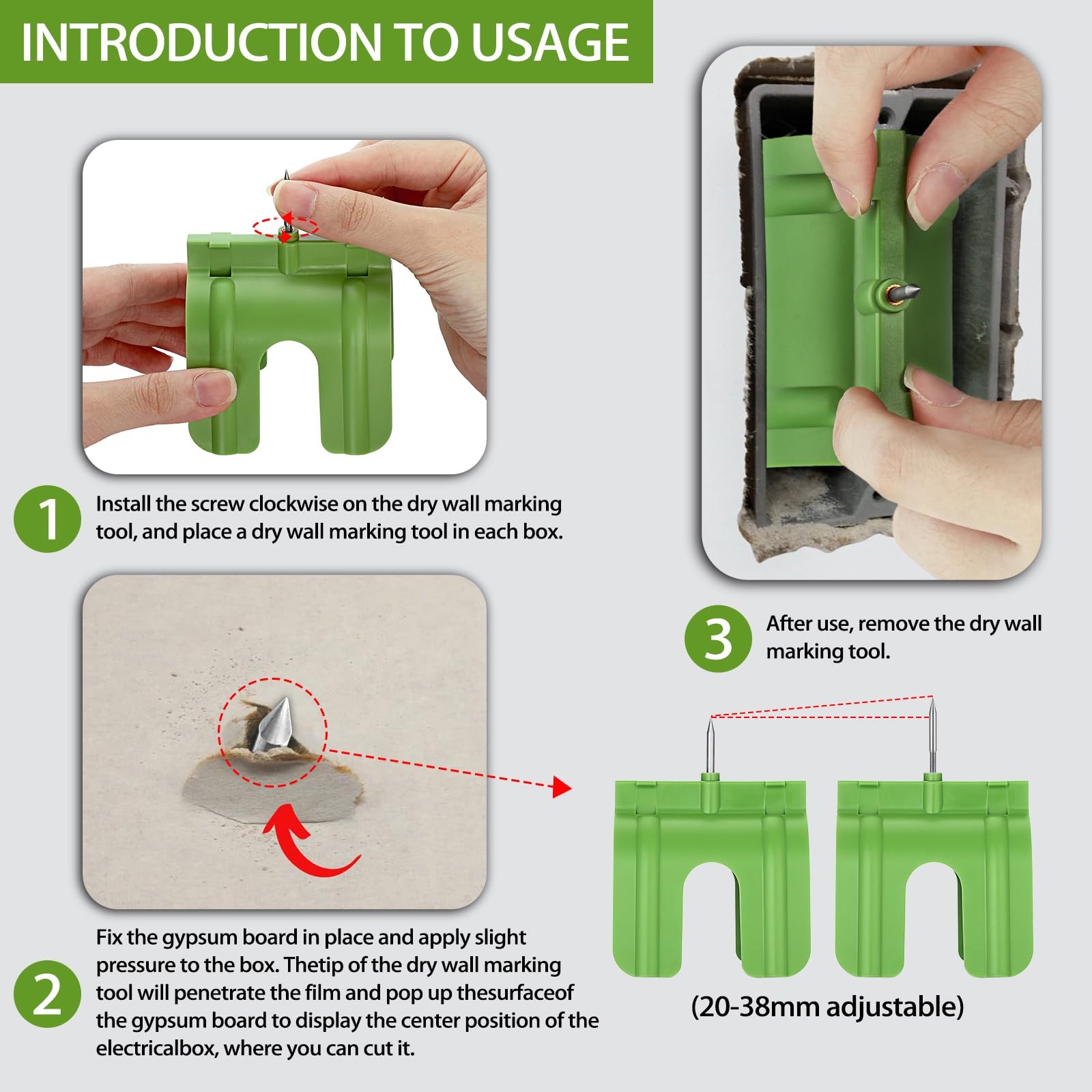 Sumnacon Drywall Outlet Marker (5 Pack) - Easy Outlet Marking Tool w/ Steel Tips
