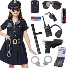 Spooktacular Creations Halloween 14PCS Police Costume for Girls Kids Cop Cosplay