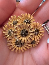 Super Rare Coro Craft Gold Tone Sunflower Brooch Vintage Costume Jewellery