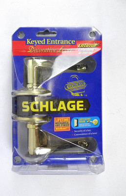 SCHLAGE Heavy Entry Lever Door Knob Keyed Lock Anti-tarnish Brass NEW SEALED