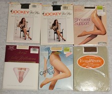 Lot 6 Vintage NOS Pantyhose Hosiery Thigh Highs 80s 90s Jockey Hanes Evan-Picone