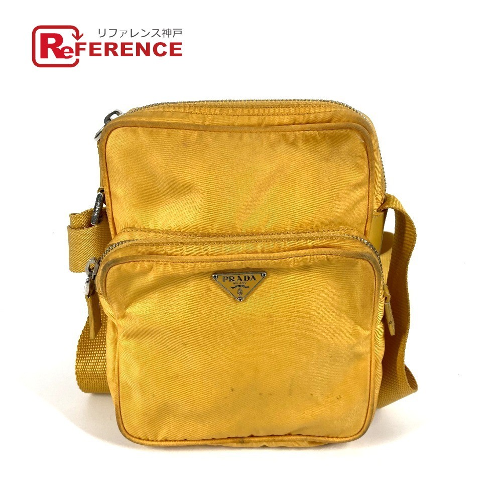 Prada Nylon Crossbody Shoulder Bag with Triangle Logo in Yellow Unisex