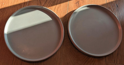 Paar Nutmeg Home Steingrau Flachrand Beilagenteller 21 cm Steingut
