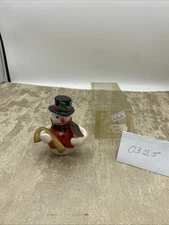 German Porcelain Snowman Figurine Christmas Collectible With Removal Head 3.5”