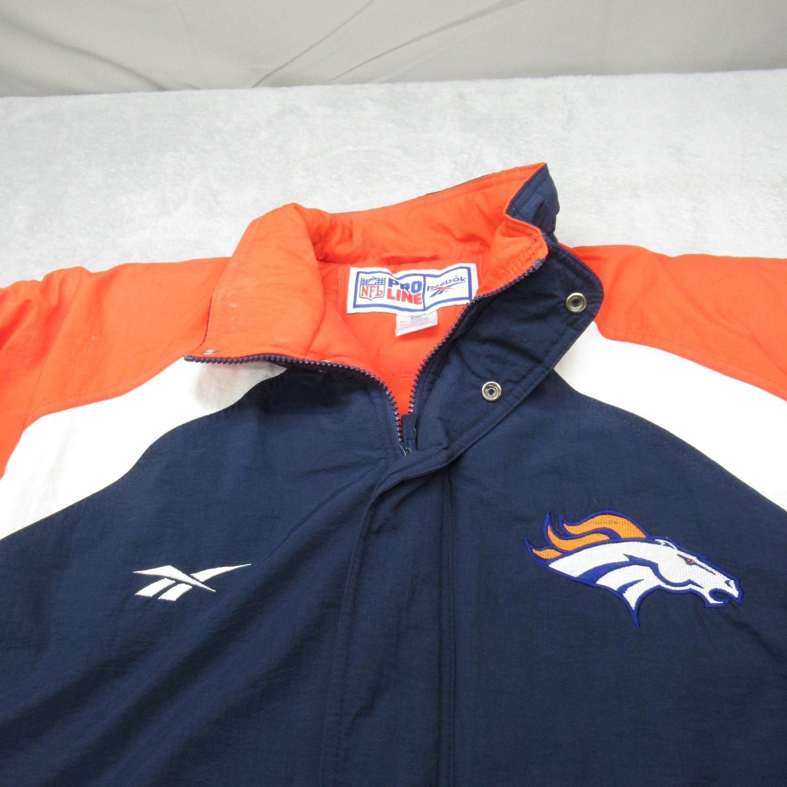 Denver Broncos Jacket Mens XXL Blue Orange Reebok NFL Pro Line Football VTG 90s thumbnail 4