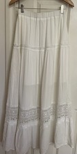 Shein White Maxi Skirt Sz M Crochet Boho Festival Beachy Summer Cottage