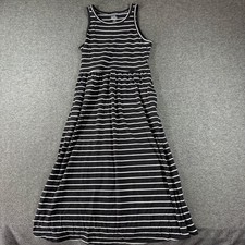 Croft & Barrow Comfort Knit Midi Dress Womens M Black Striped Sleeveless