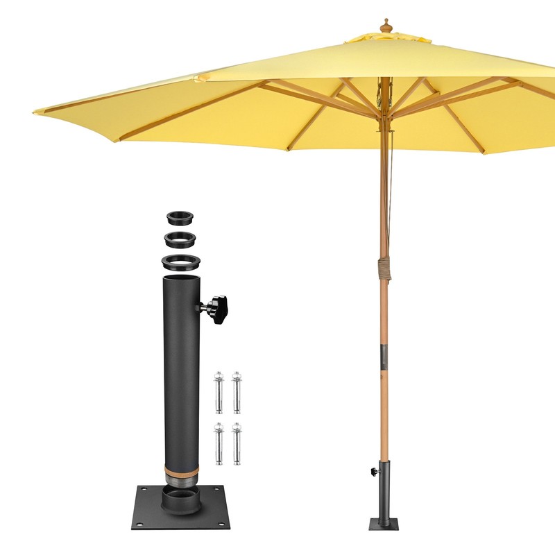 AplusChoice 13' Beech Wood Market Umbrella w/ Deck Mount Kit Poolside, Yellow