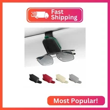 SINGARO Sunglasses Holder for Car, Leather Magnetic Buckle Sun Visor Sunglass Cl