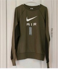 NIKE Air French Terry Crew Sweatshirt Mens Medium NWT Green Pullover Big Logo