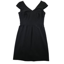 Worthington Women Black Cap Sleeve V Neck Sheath Dress Size 4 Zipper Closure