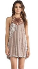 Free People Tell Tale Cutout Lace-Contrast Tunic Slip Dress Sales