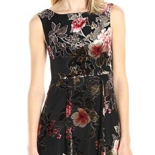 Vintage Betsey Johnson Black Floral Burnout V...
