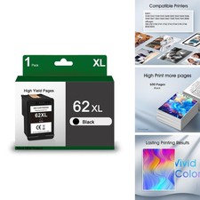 62XL Black Ink Cartridge High-Yield Replacement for HP 62 Works with HP Envy