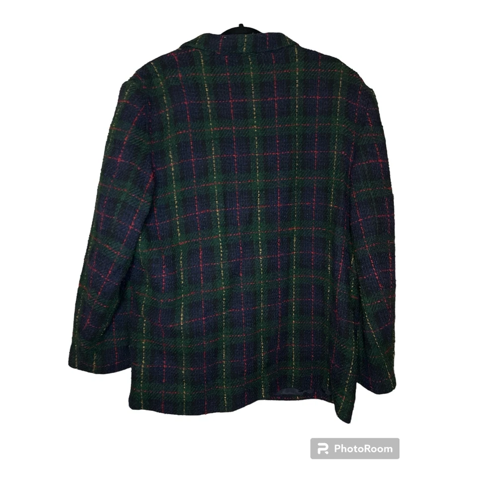 Blazer Vintage Alfred Dunner Navidad Vacaciones Rojo Verde Azul 100% Lana Talla 18 Foto 2 de 4