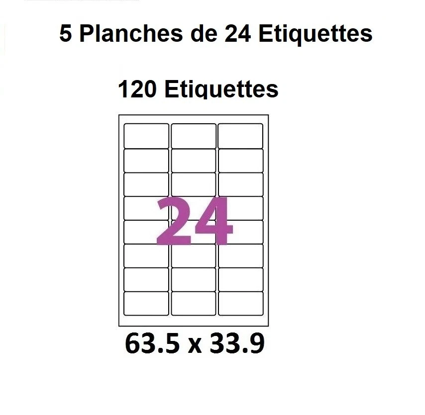 LOT de 120 étiquettes blanches vierges pour imprimer Mon Timbre En Ligne 63.5mm - Photo 1/1