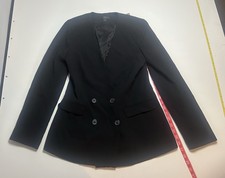 J. Crew Women's French Girl Double Breasted Black Collarless Suit Blazer Size-4