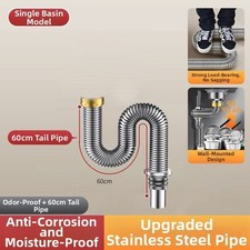 Edelstahl Abflussrohr 40 cm f&uuml;r K&uuml;chensp&uuml;le 304 kein Leckage Design